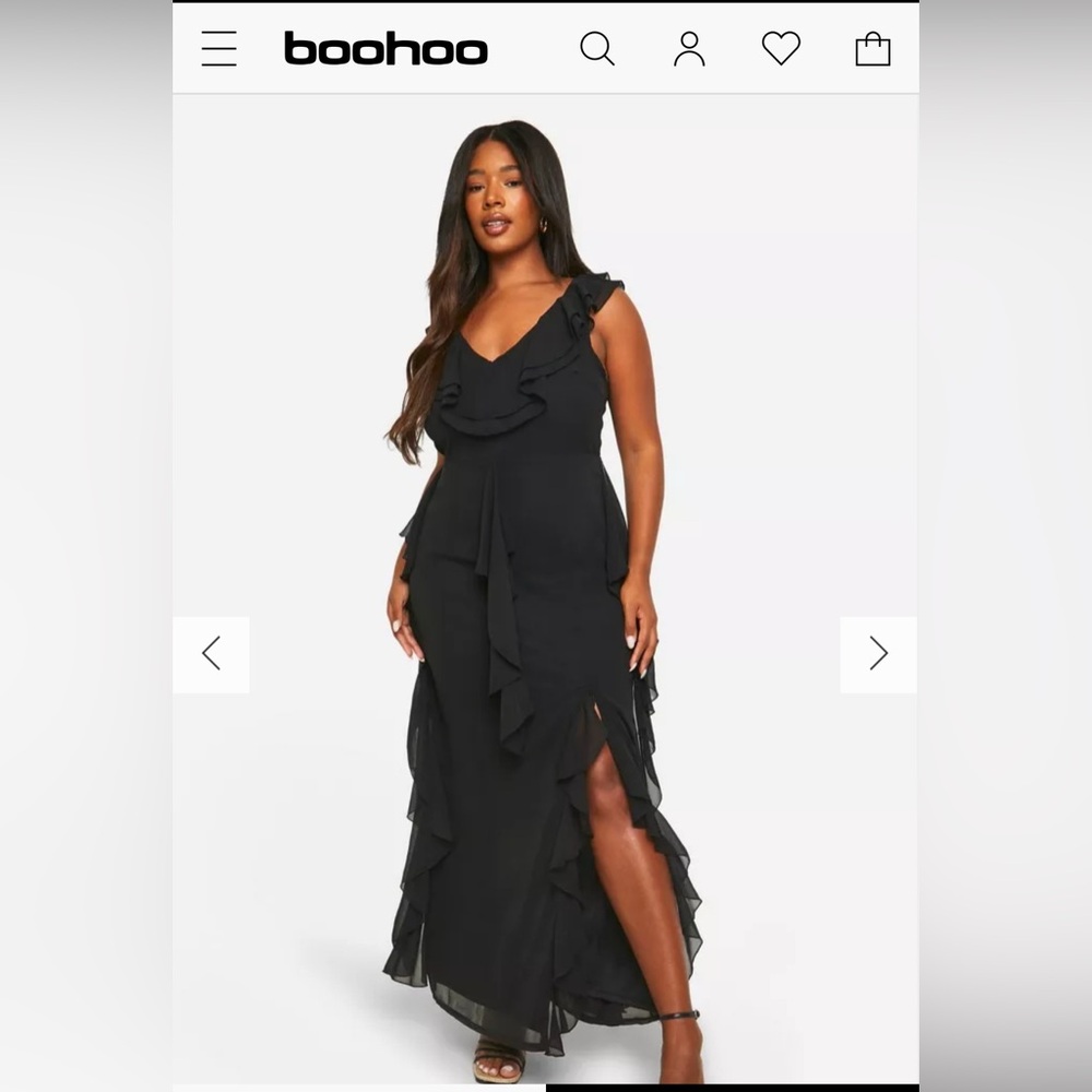 Size 20 Elegant Black Ruffle Maxi Dress
